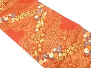 八つ橋に菊・桜模様織り出し　名古屋帯